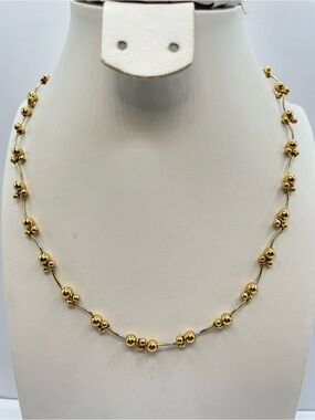 Premier Designs Gold Tone Beaded Necklace Modern Statement Collar
